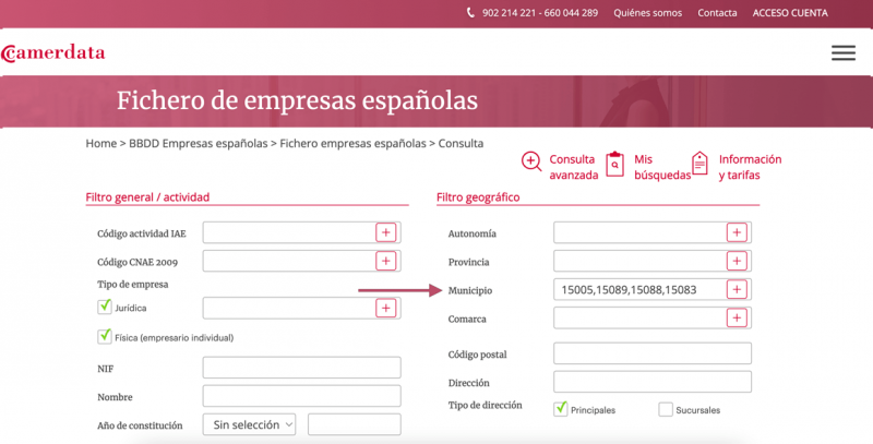 base de datos de empresas